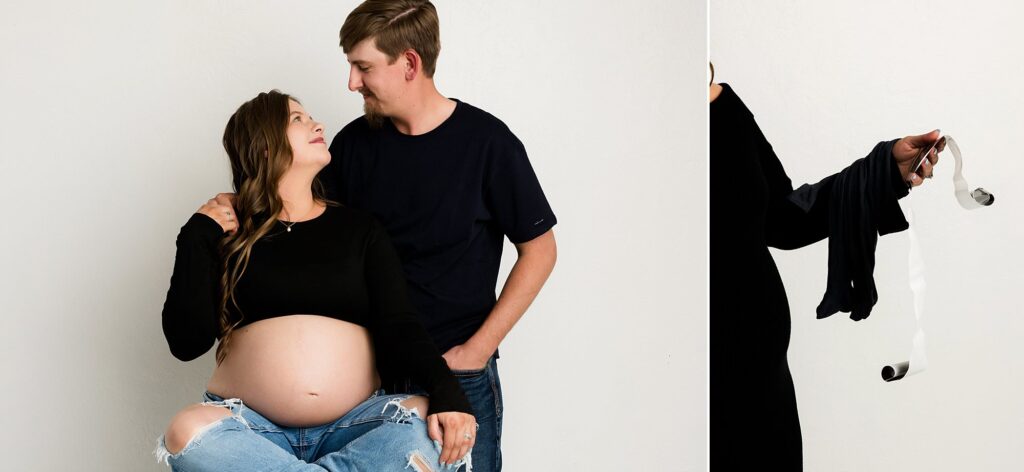 Maternity photos taken in the studio.