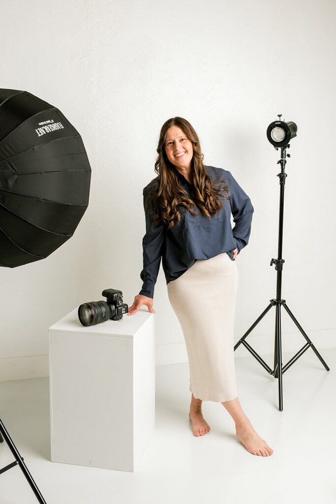 Mary Wiebe posing for camera in studio
