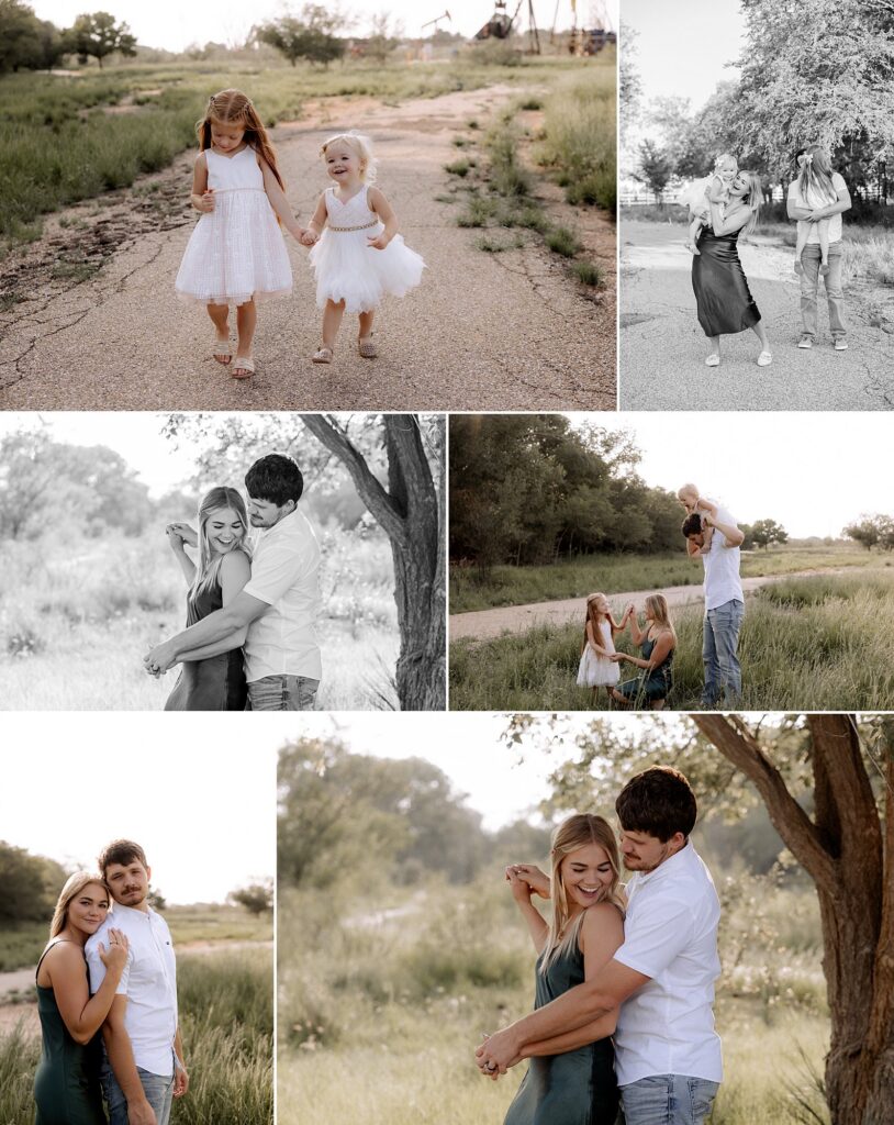 Husband holding his wife while giving her a hug from behind. Holding hands and laughing. Captured by Mary Wiebe Photography. 
