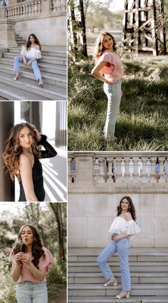 Lubbock senior photographer captured a senior who is blowing a dandelion out into the air. Sun is shining and the wind is calm. 