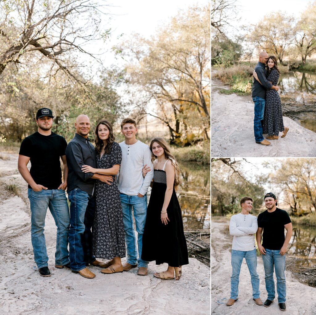 Husband and wife are holding each other in a close hug while wife smiles and he kisses her head. Captured by Mary Wiebe Photography. 