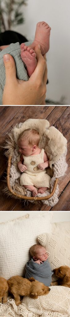 Detail shots of baby's little feet while mom holds him closely. Captured in Lubbock, TX. 