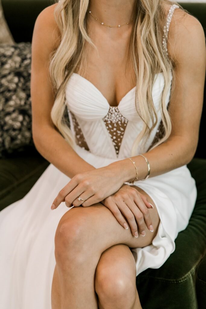 Bride dress details, at the Willows wedding venue in Lubbock Texas.