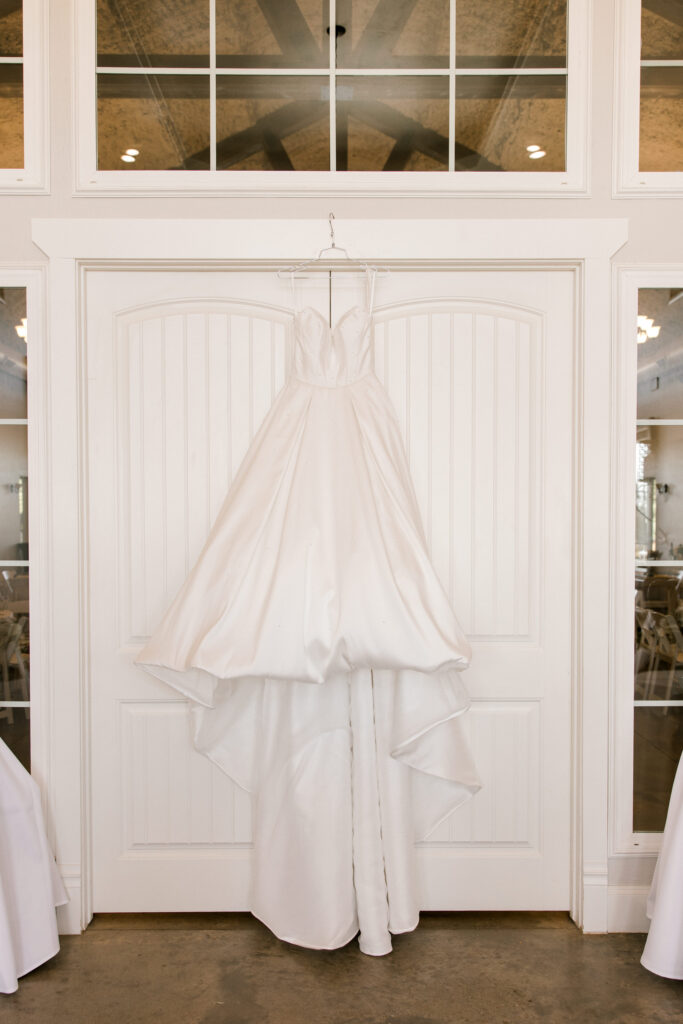 the brides dress at the venue at Autumn Oaks