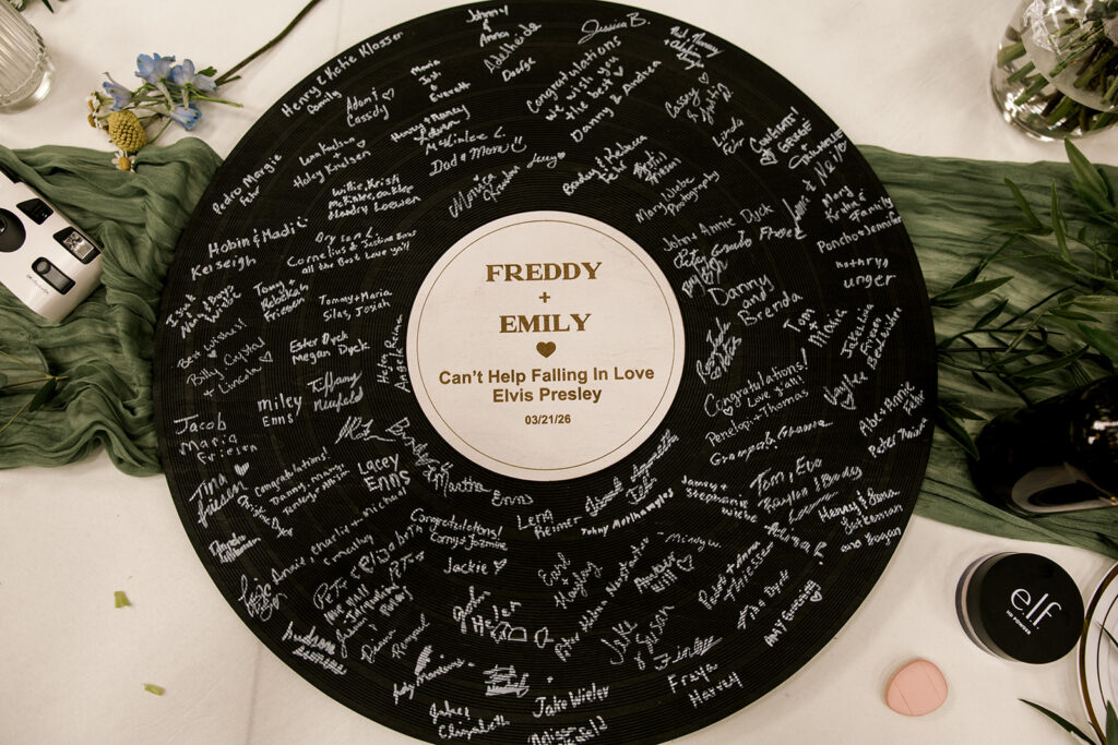 signature of guest on a record.