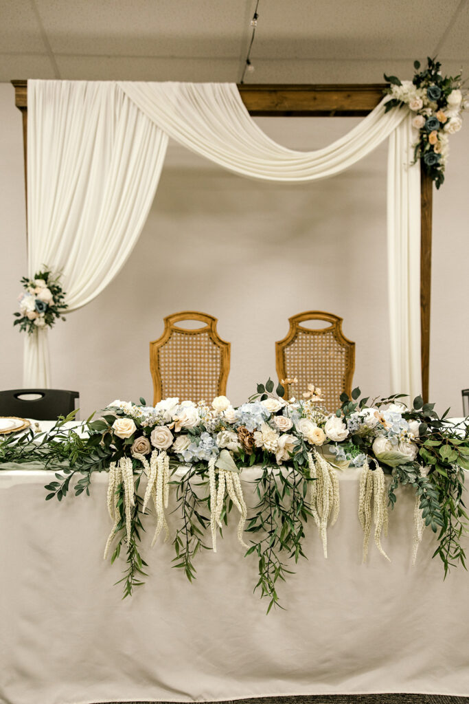 Reception at Community Church in Seminole Texas. Decor by Ruthie & Co.