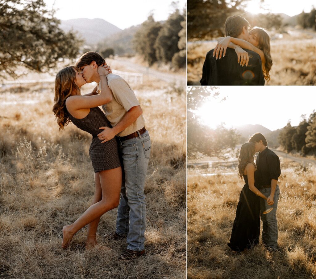 Couple is standing and embracing in a kiss. Mary Wiebe Photography captured this image. 