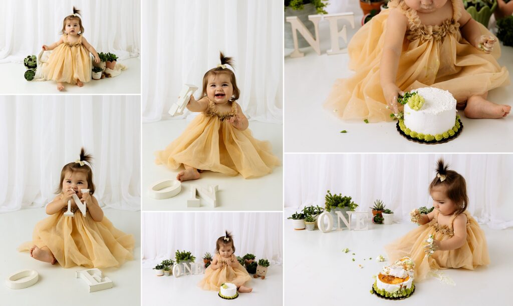 Baby turning one is doing a cake smash, and eating a handful of cake!! Captured by Lubbock Newborn Photographer, Mary Wiebe.