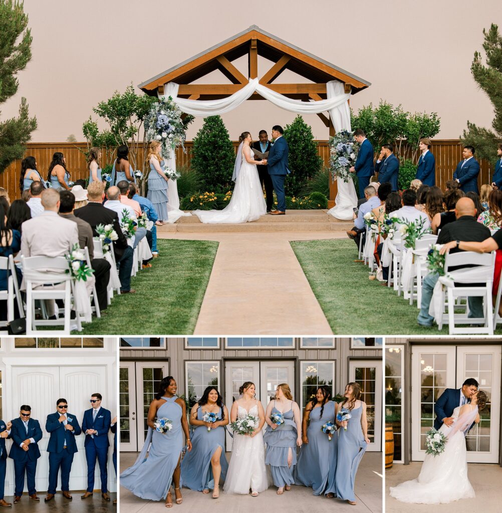 Mary Wiebe Photography captured this moment in the middle of the ceremony where bride and groom are holding hands. 